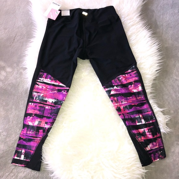 NWT MARIKA Black Magenta Muse Crop Leggings - Picture 7 of 8